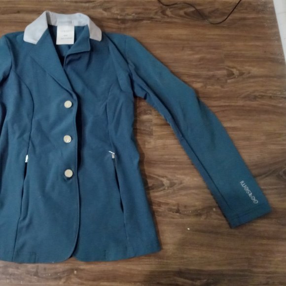 Gersumi Idun blue riding jacket grey collar size 8 - Picture 3 of 13